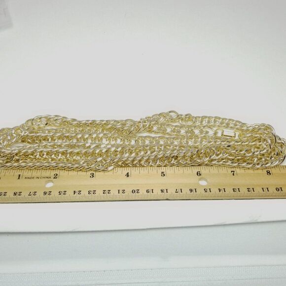 Vintage Long Chunky Gold Tone Chain Necklace, Layered, Lightweight, Estate - Picture 3 of 4